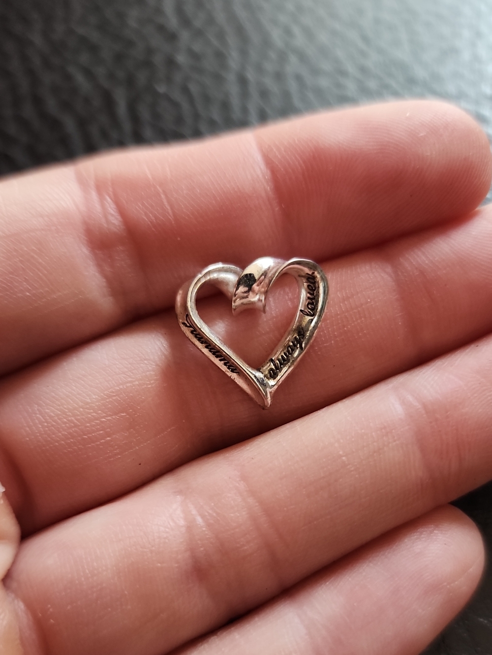 Heart Shaped Sterling Silver Pendant - Grandma Loves Script